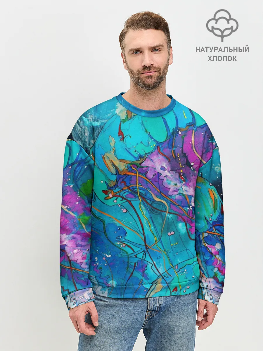 Мужской свитшот базовый / Красочная медуза