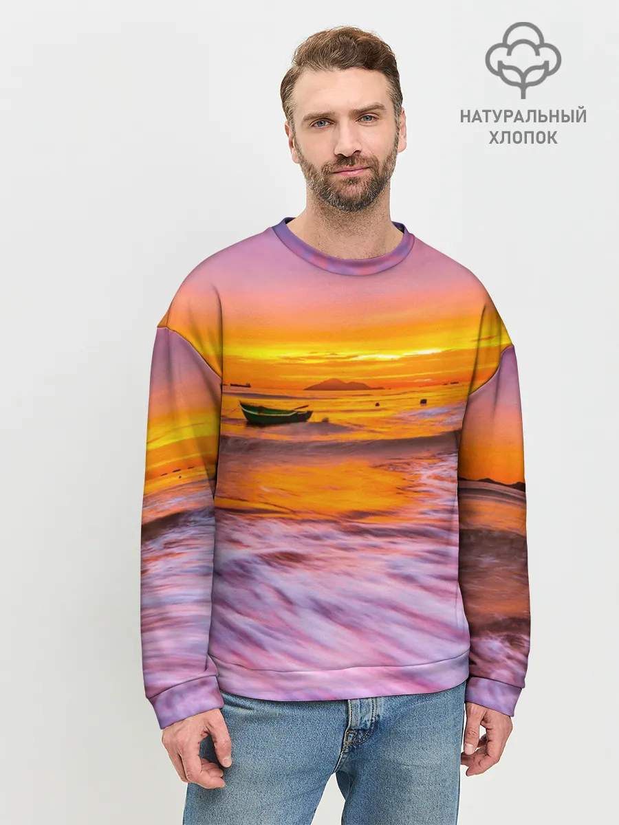 Мужской свитшот базовый / Закат на пляже