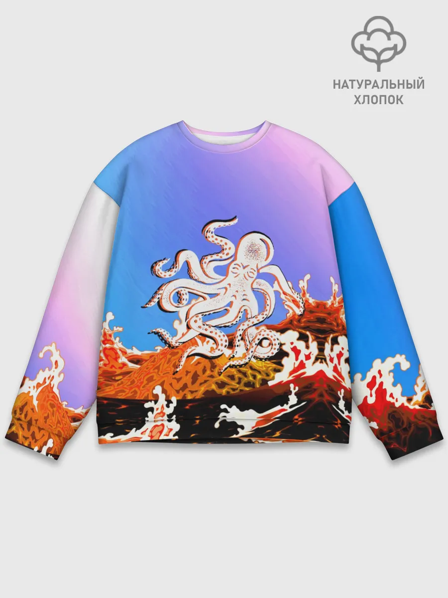 Мужской свитшот базовый / Осьминог в Лаве | Градиент