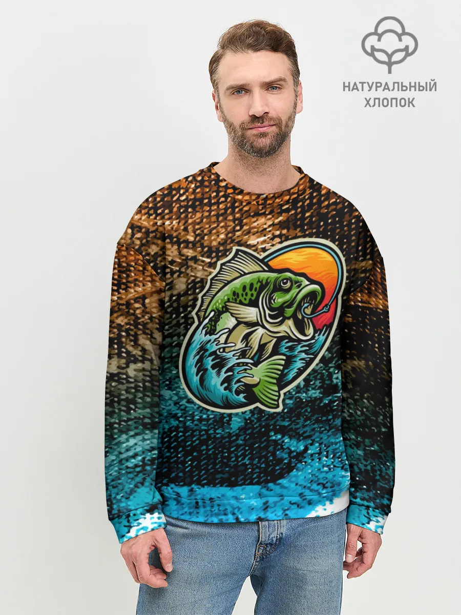 Мужской свитшот базовый / Рыба на крючке