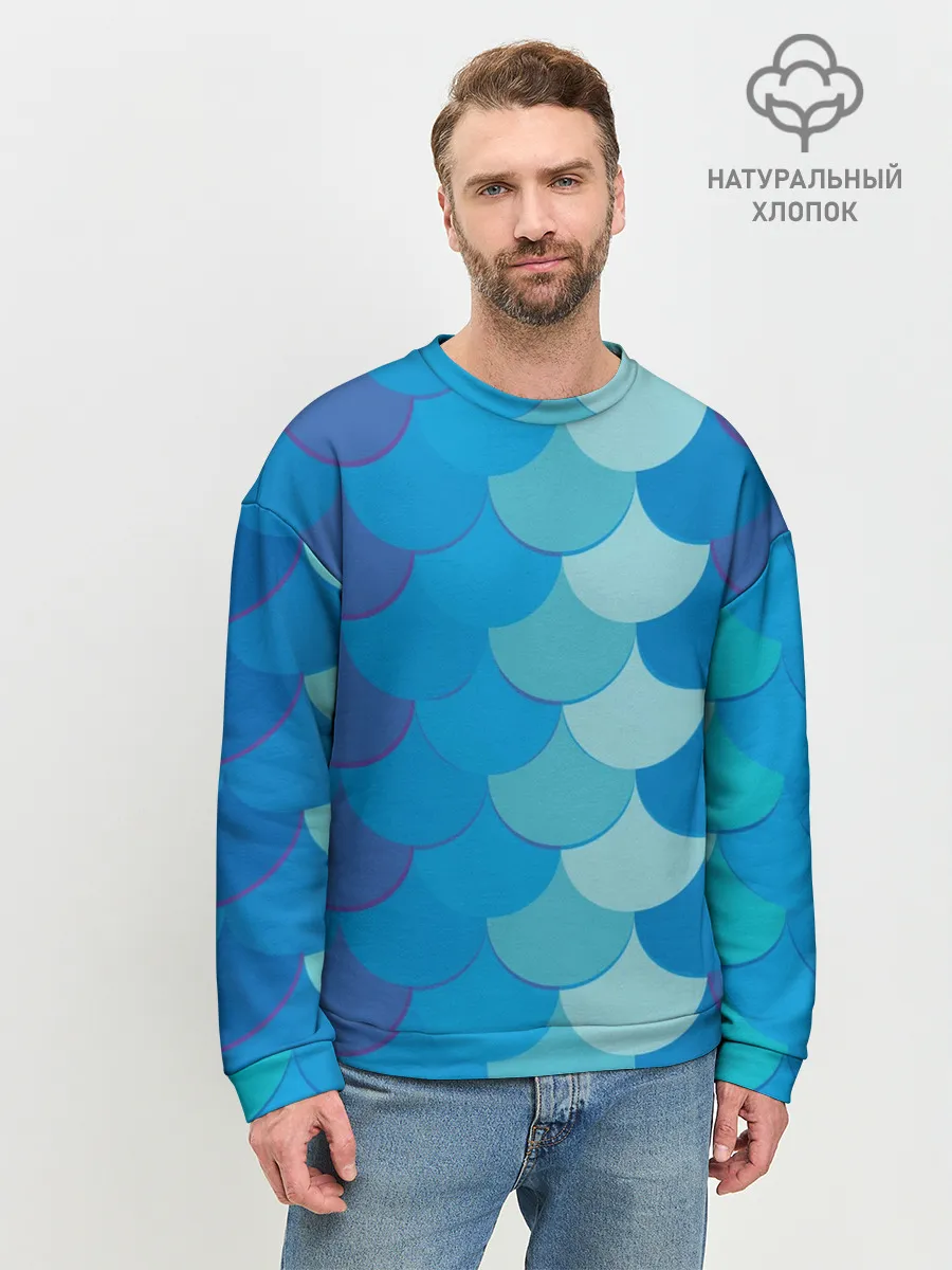 Мужской свитшот базовый / Синяя чешуя рыбы