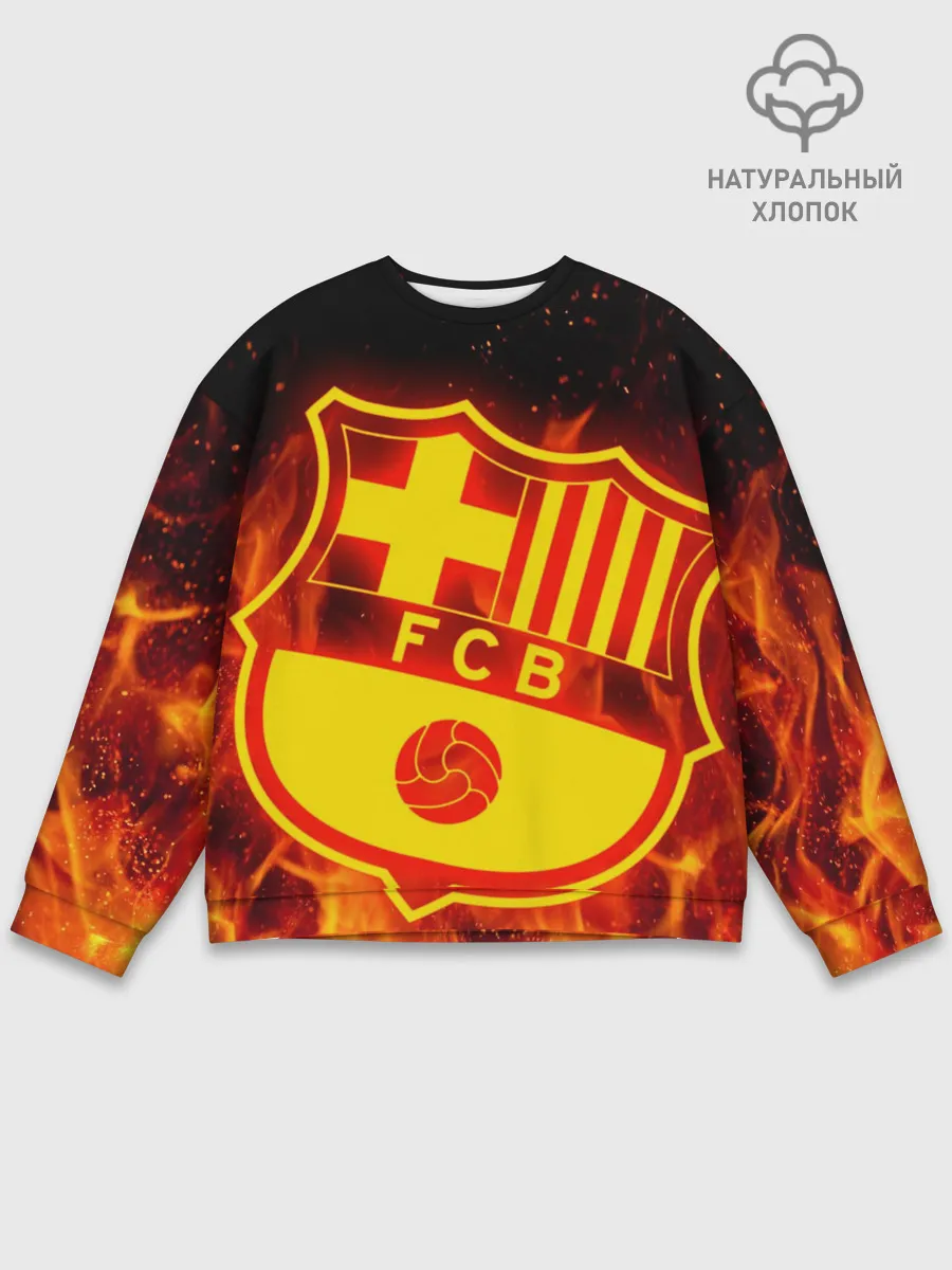 Мужской свитшот базовый / FC BARCELONA / FIRE / ОГОНЬ