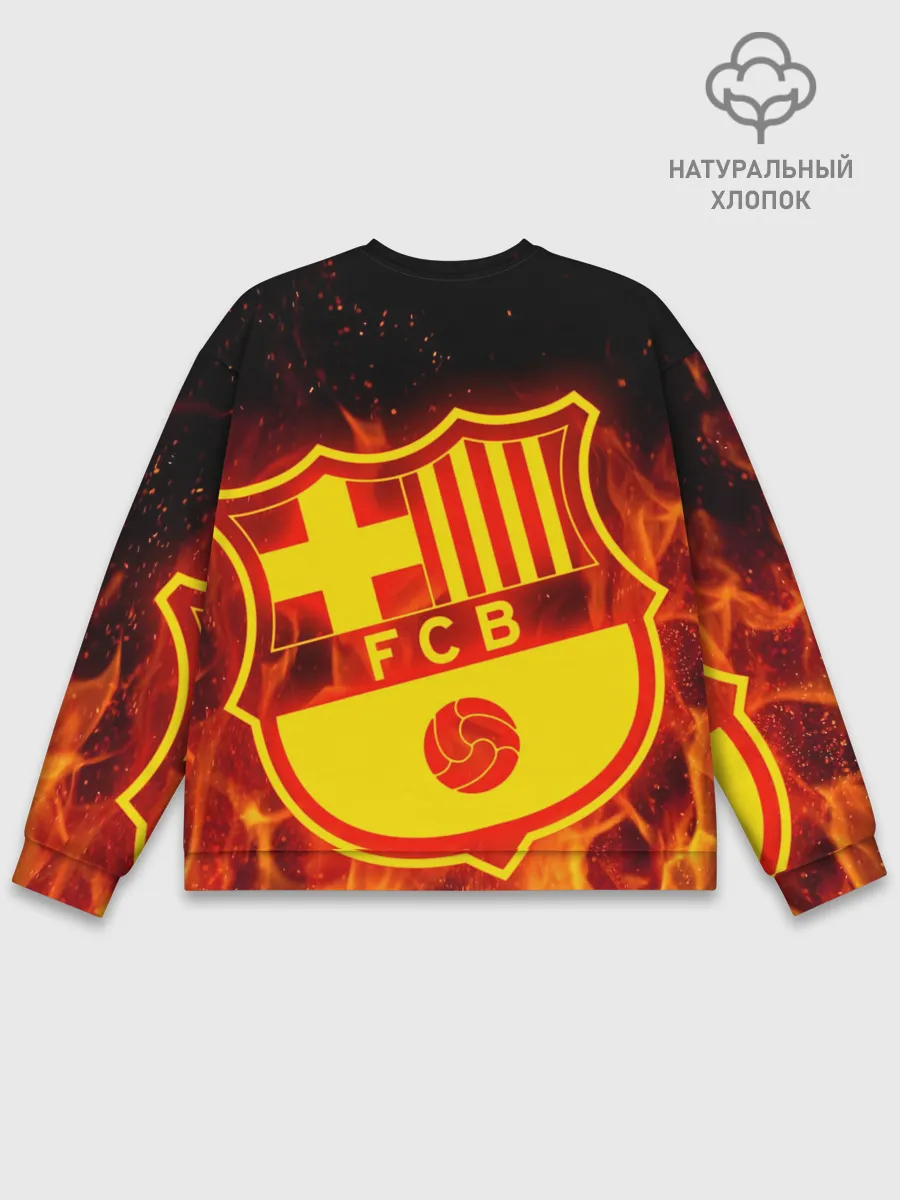 Мужской свитшот базовый / FC BARCELONA / FIRE / ОГОНЬ