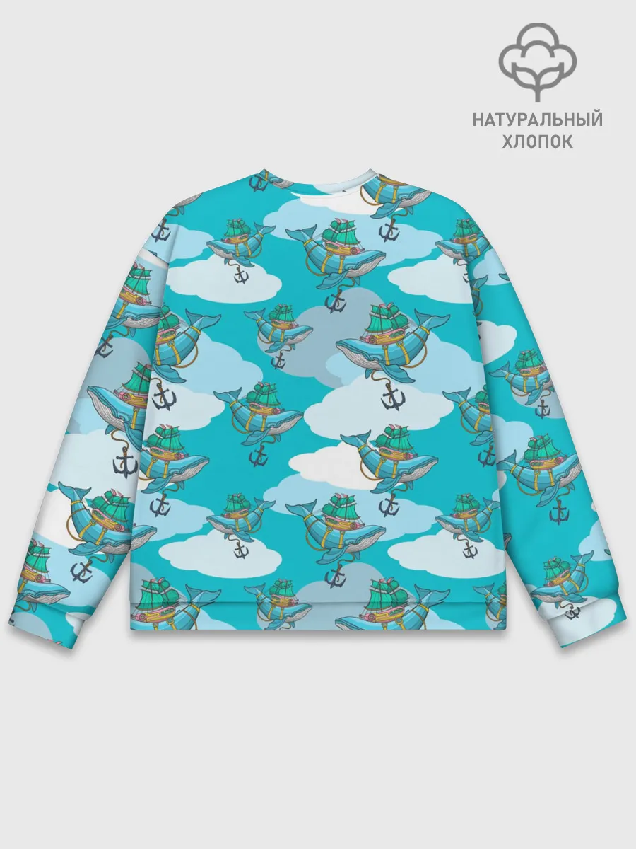 Мужской свитшот базовый / Киты и корабль