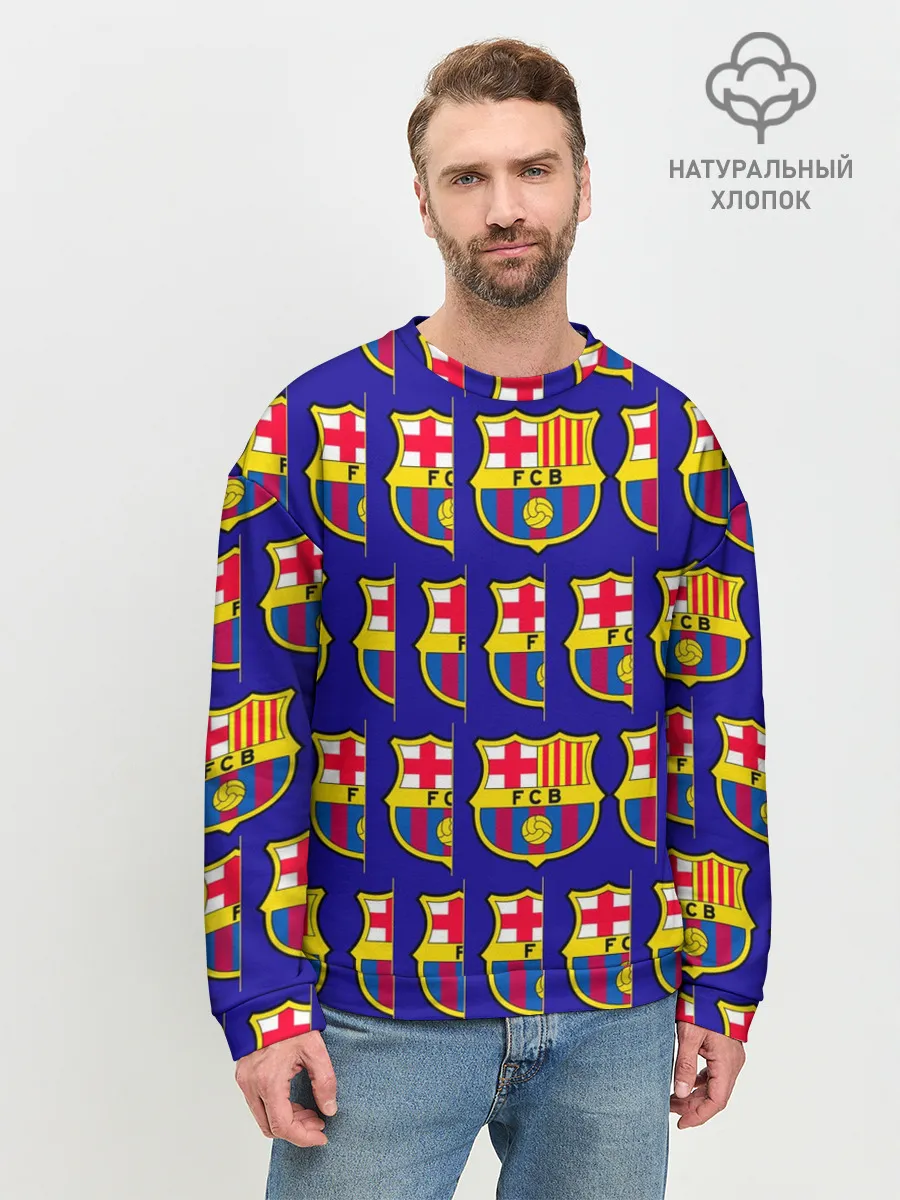 Мужской свитшот базовый / ФК БАРСЕЛОНА / PATTERN / УЗОР