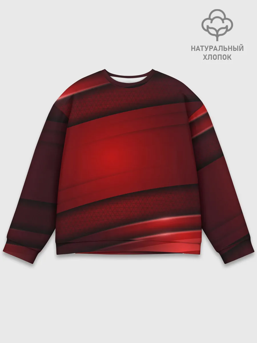Мужской свитшот базовый / 3D red Абстрактные линии