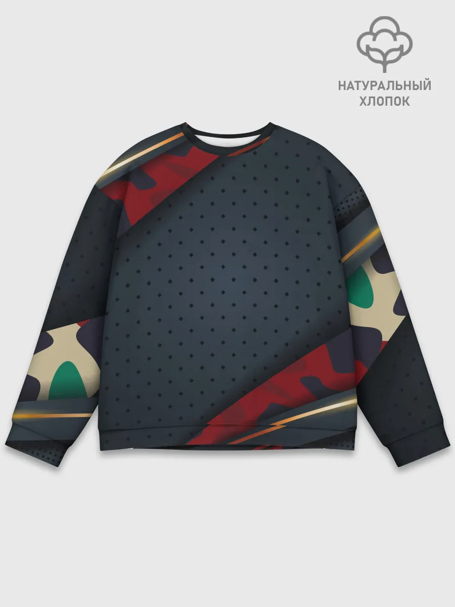 Мужской свитшот базовый / 3D Dark red & black