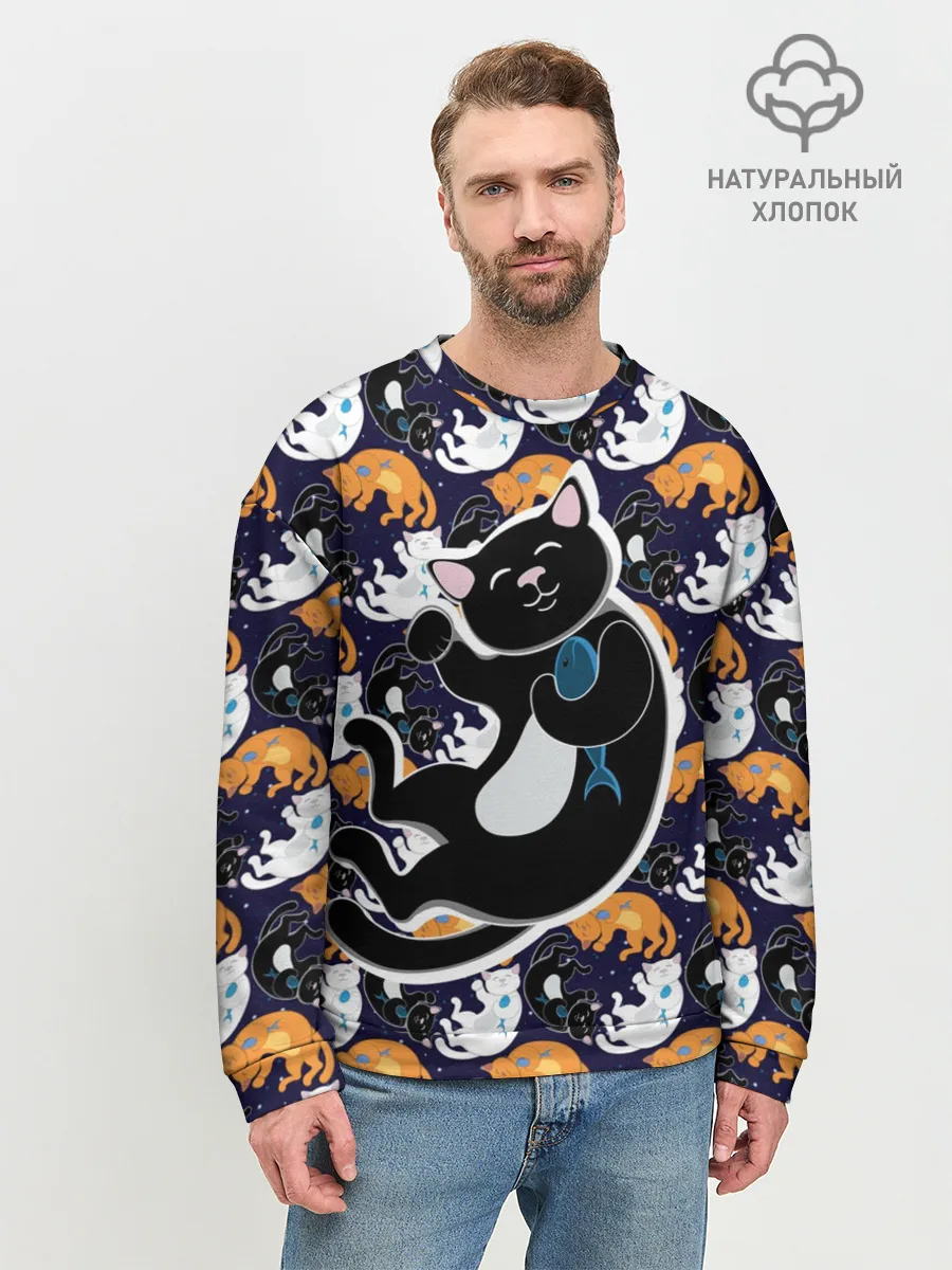 Мужской свитшот базовый / Японские котики