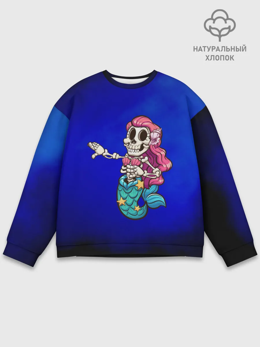 Мужской свитшот базовый / Русалка скелет | Mermaid skeleton
