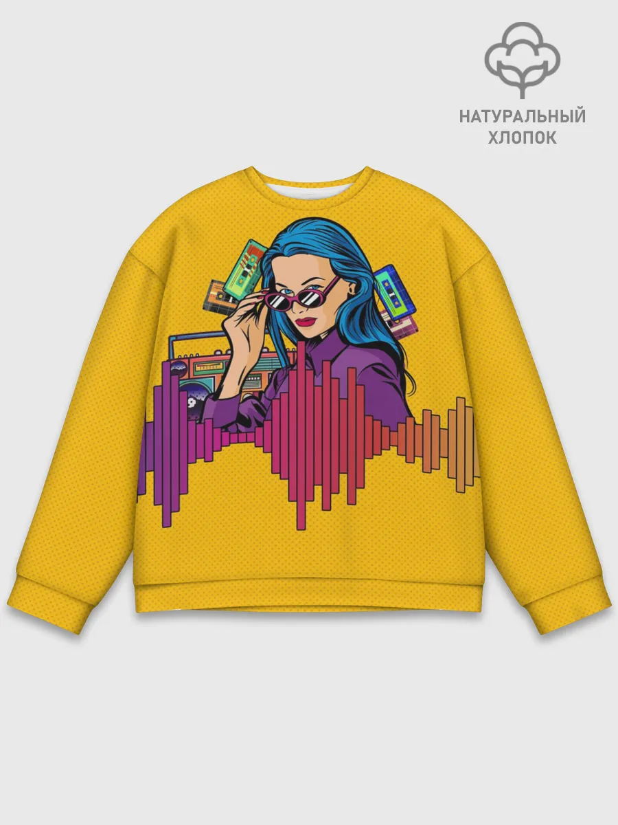 Мужской свитшот базовый / Ретро. Девушка 90-х Арт.