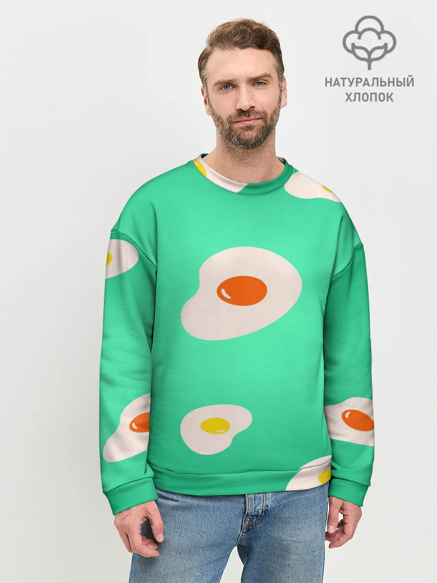 Мужской свитшот базовый / Яйца на Зеленом Фоне