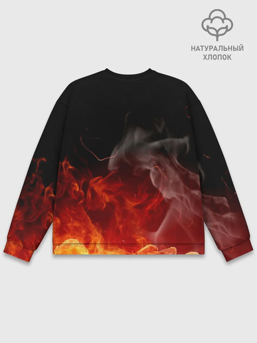 Мужской свитшот базовый / Аста в маске огонь и пламя