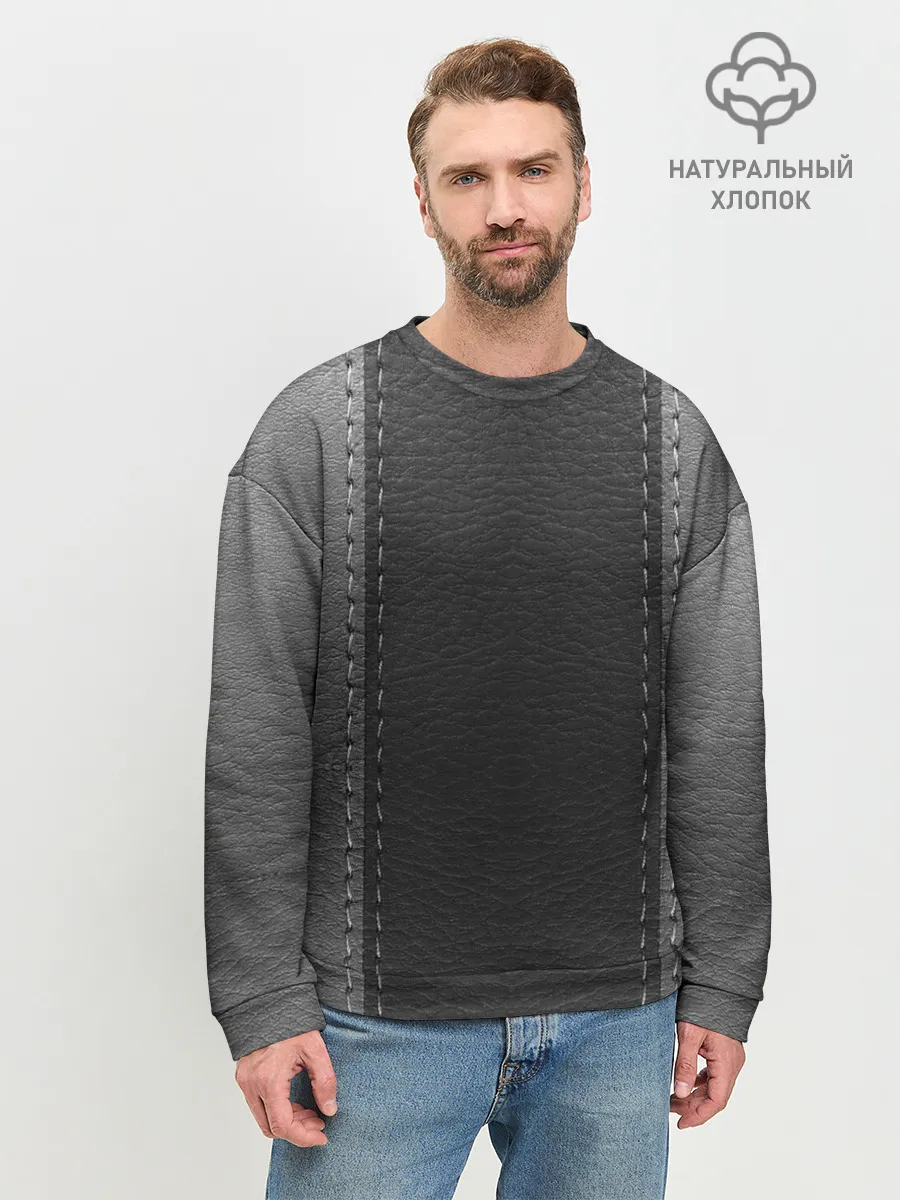 Мужской свитшот базовый / Черно-Серая Кожа