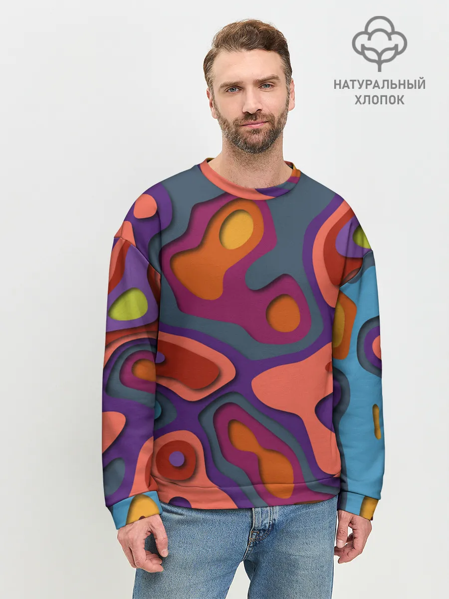 Мужской свитшот базовый / РазноцВетная абстракция