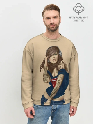 Мужской свитшот базовый / ДевушКа слушает Музыку