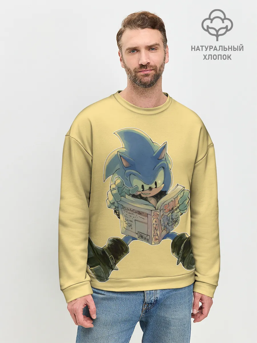 Мужской свитшот базовый / Соник с книжкой