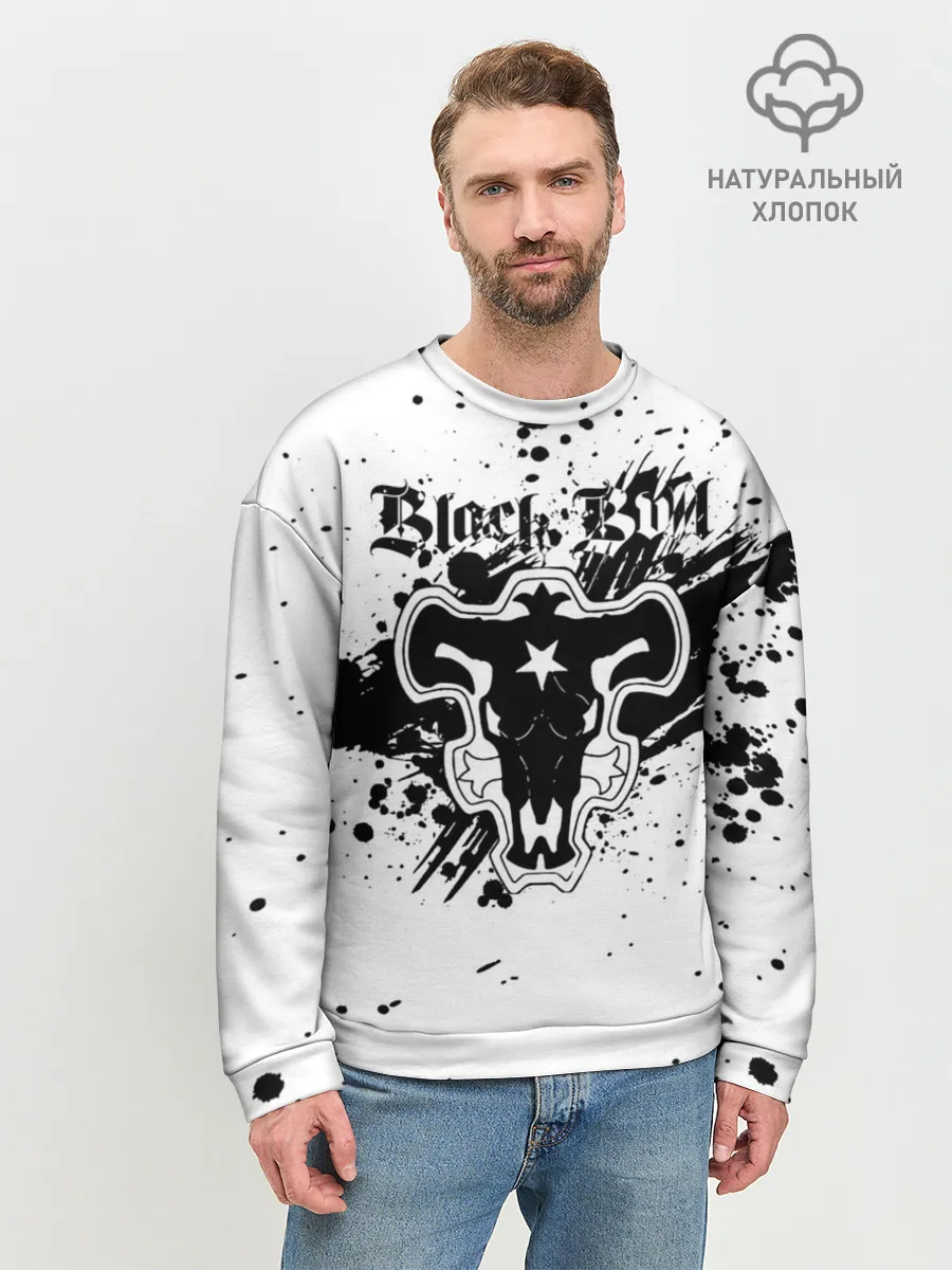 Мужской свитшот базовый / Черные быки брызги Чёрный клевер