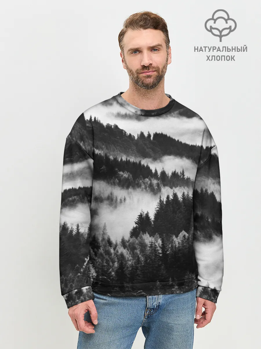 Мужской свитшот базовый / ТУМАННЫЙ ЛЕС / МРАЧНЫЙ ЛЕС