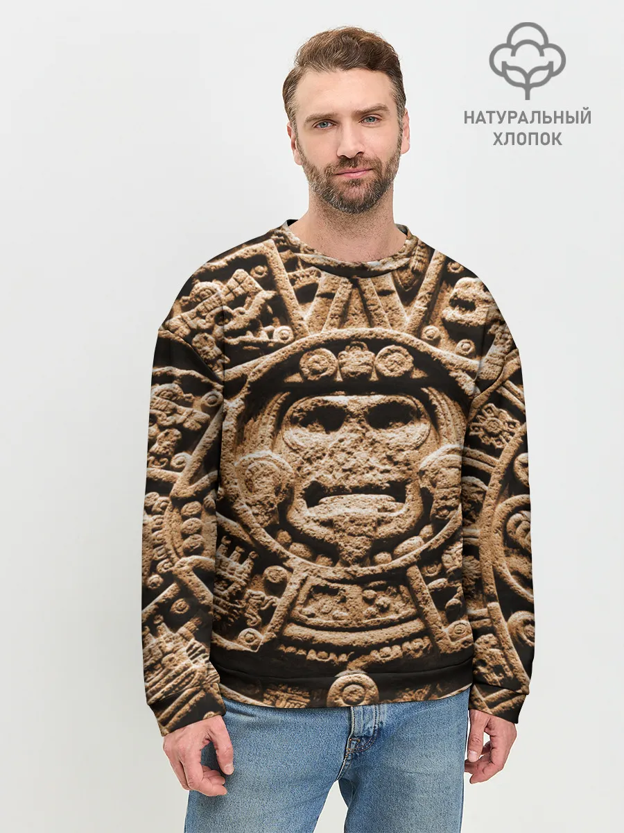 Мужской свитшот базовый / Ацтекский Календарь