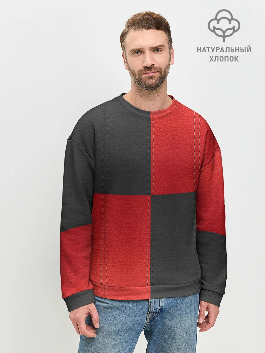 Мужской свитшот базовый / Черно-красная Кожа