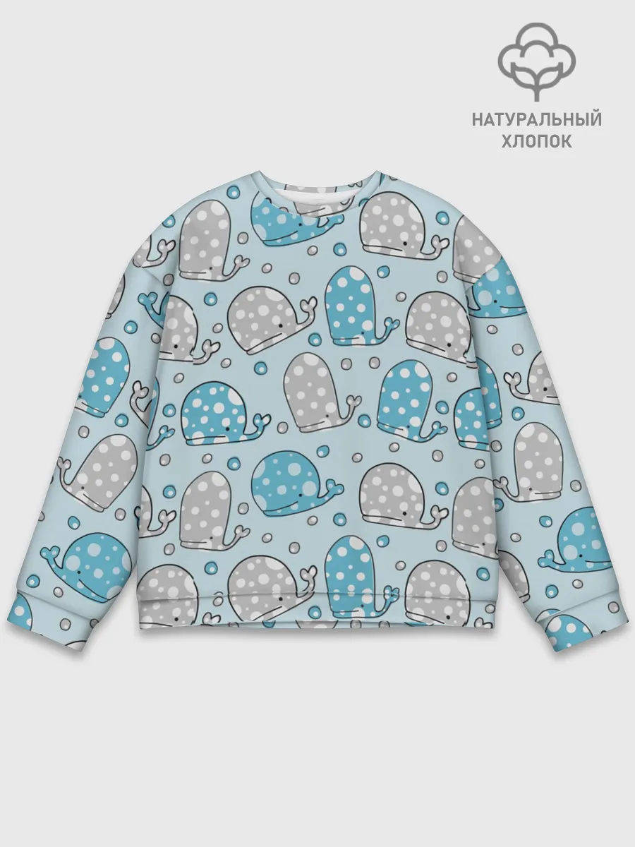 Мужской свитшот базовый / Киты паттерн