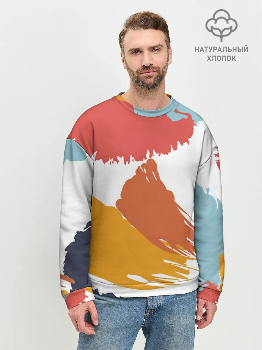 Мужской свитшот базовый / Цветные пятна, мазки кистью