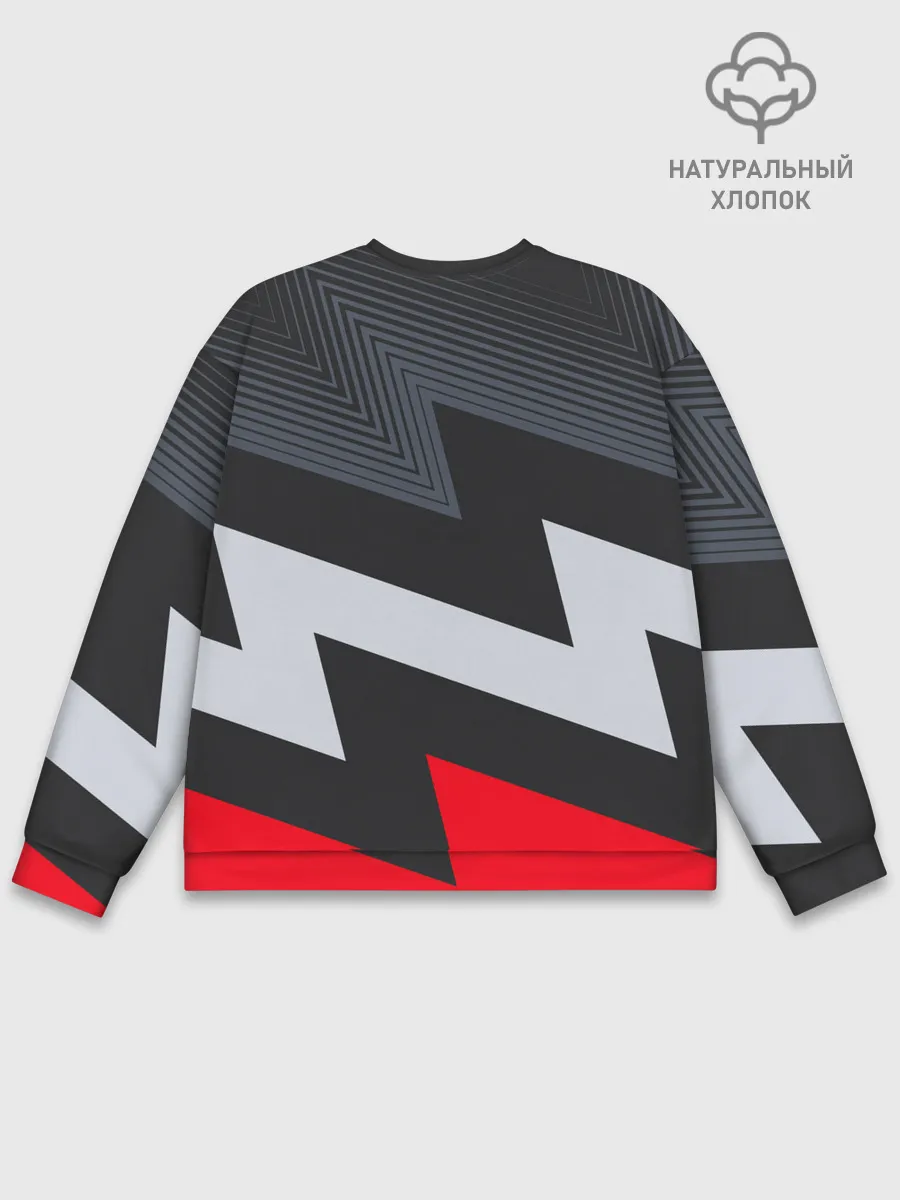 Мужской свитшот базовый / Черно-красные зигзаги