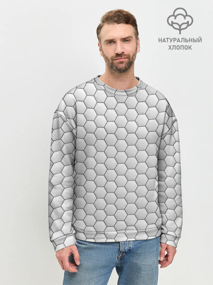 Мужской свитшот базовый / Белая броня на тёмном фоне