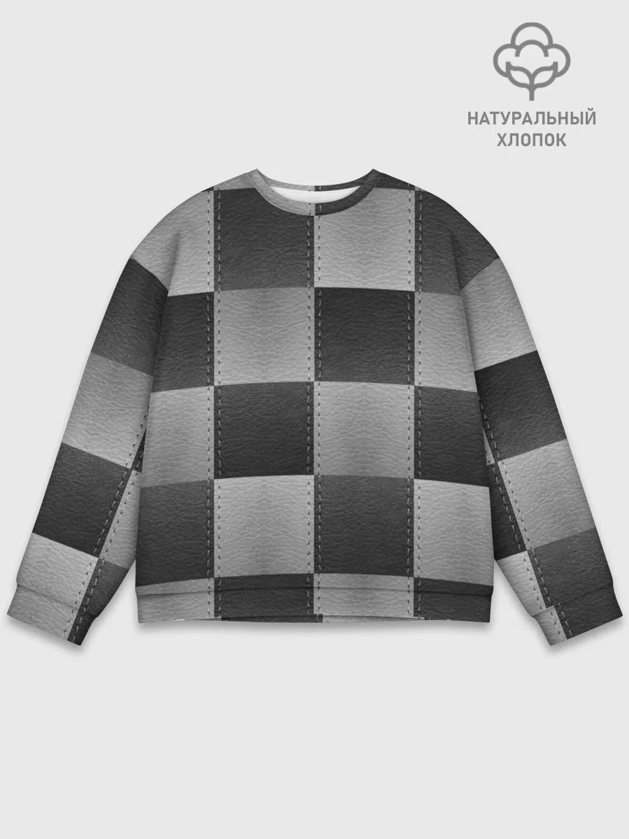 Мужской свитшот базовый / Пэчворк из Кожи