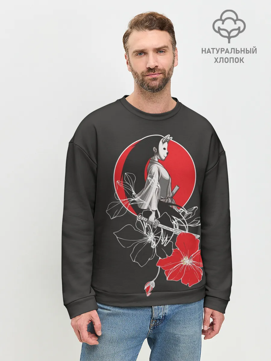 Мужской свитшот базовый / Девушка-кошка-самурай