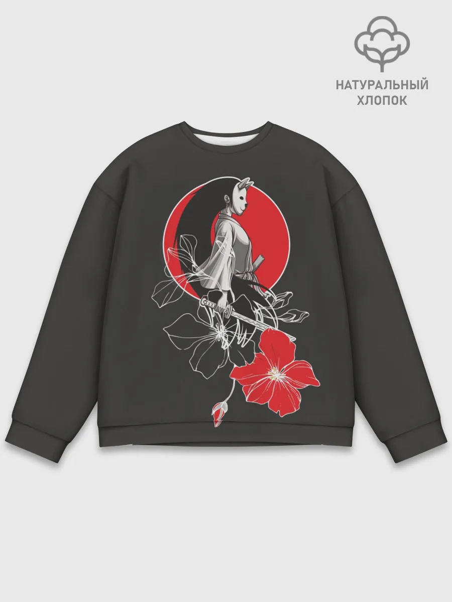 Мужской свитшот базовый / Девушка-кошка-самурай