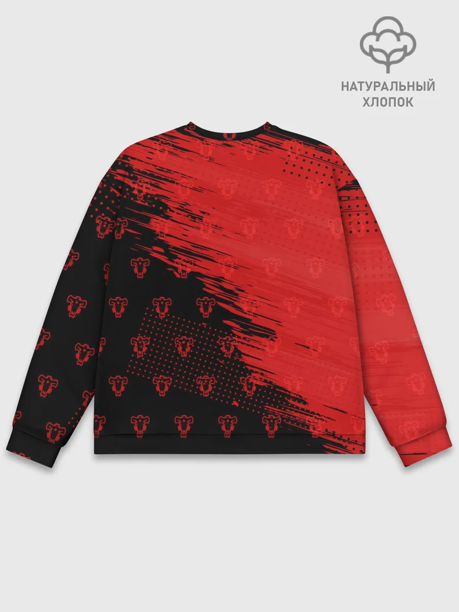 Мужской свитшот базовый / Чёрный клевер голова Аста