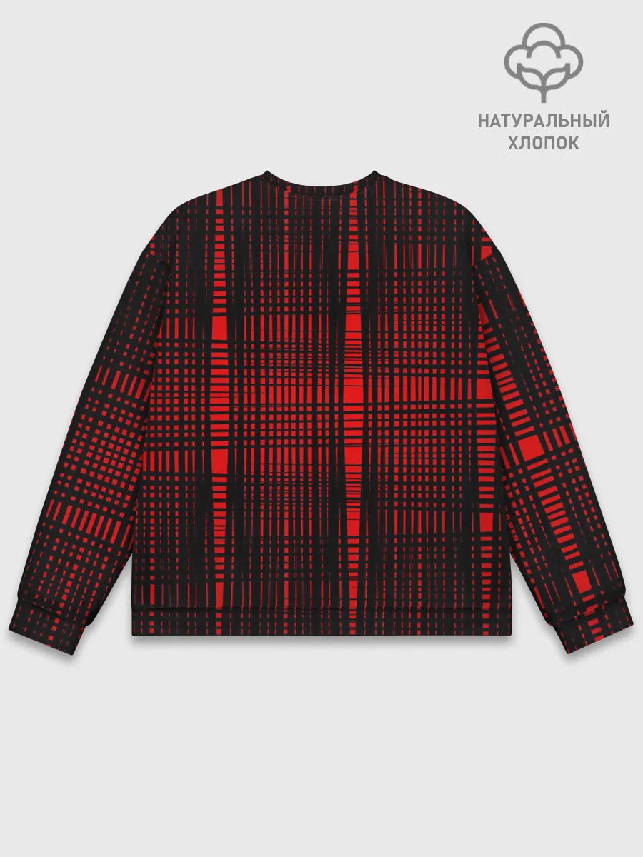 Мужской свитшот базовый / ЧерНые линии на Красном