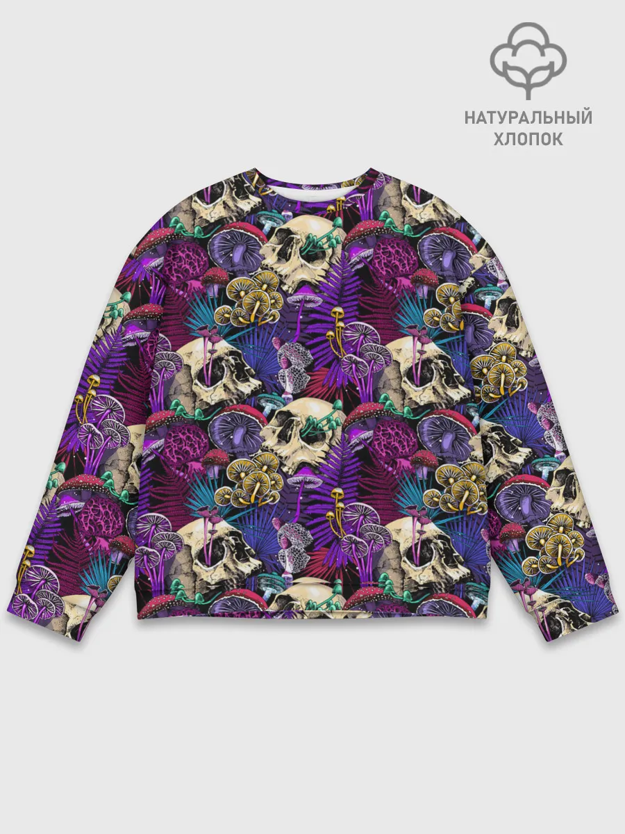 Мужской свитшот базовый / Психоделика - черепа и грибы