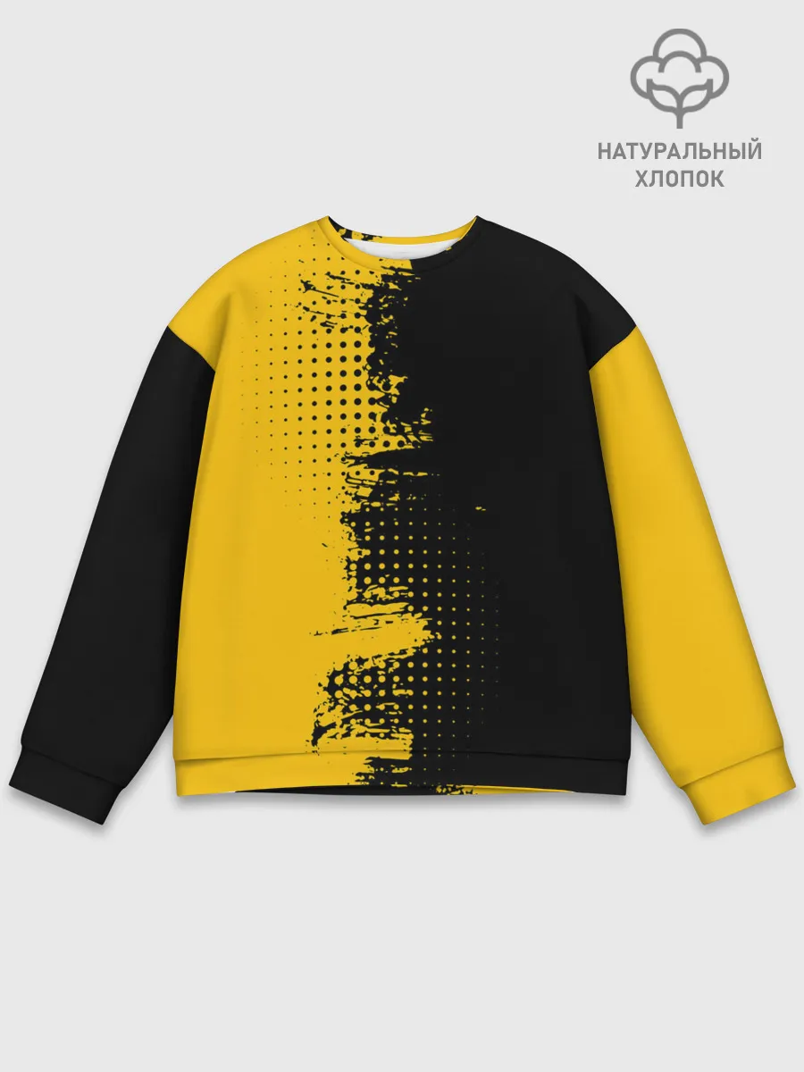 Мужской свитшот базовый / ЧЕРНО ЖЕЛТЫЙ ГРАНЖ | GRUNGE