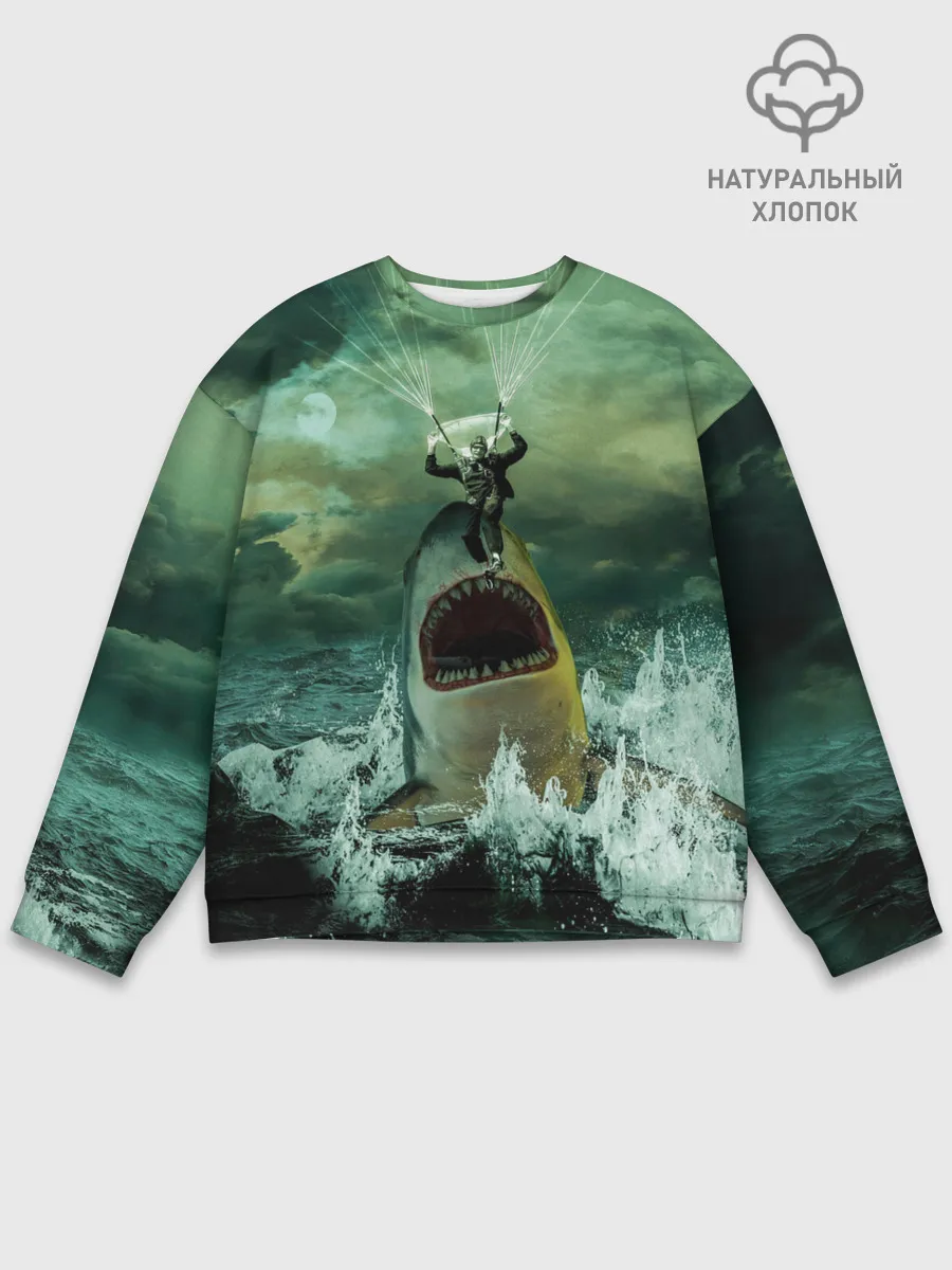 Мужской свитшот базовый / Shark Attack | Акула атакует