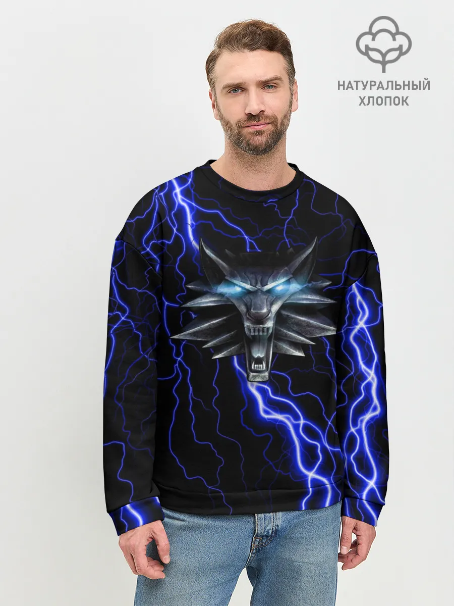 Мужской свитшот базовый / THE WITCHER МОЛНИЯ BLUE