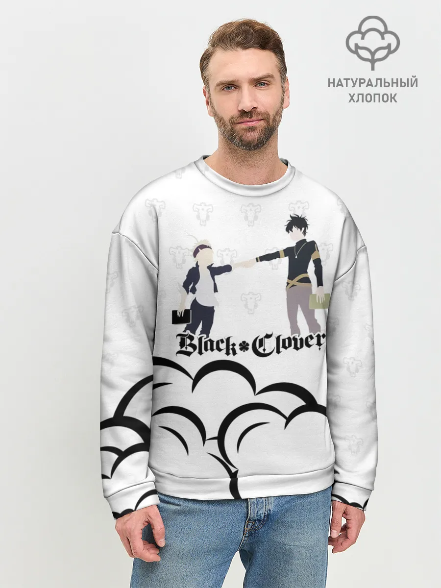 Мужской свитшот базовый / Чёрный клевер Аста и Юно