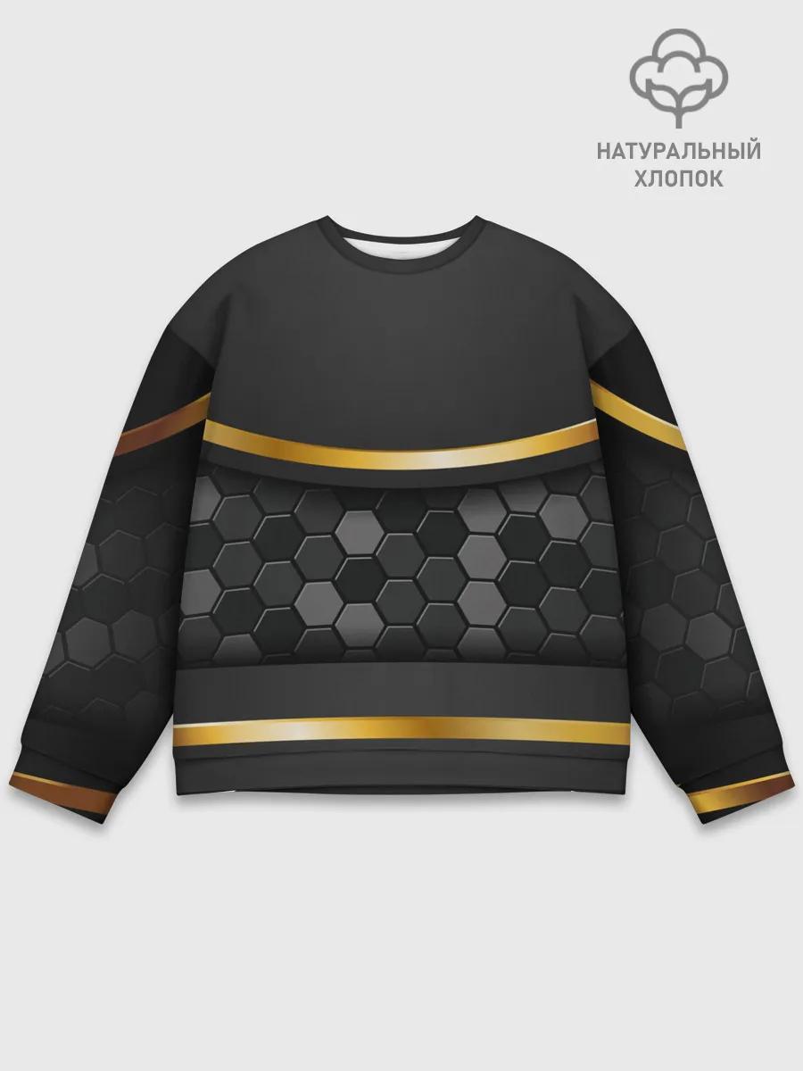Мужской свитшот базовый / 3D ТЕМНАЯ БРОНЯ С ЗОЛОТОМ