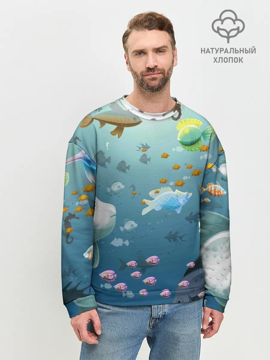 Мужской свитшот базовый / Мультяшные рыбки | Пляжная