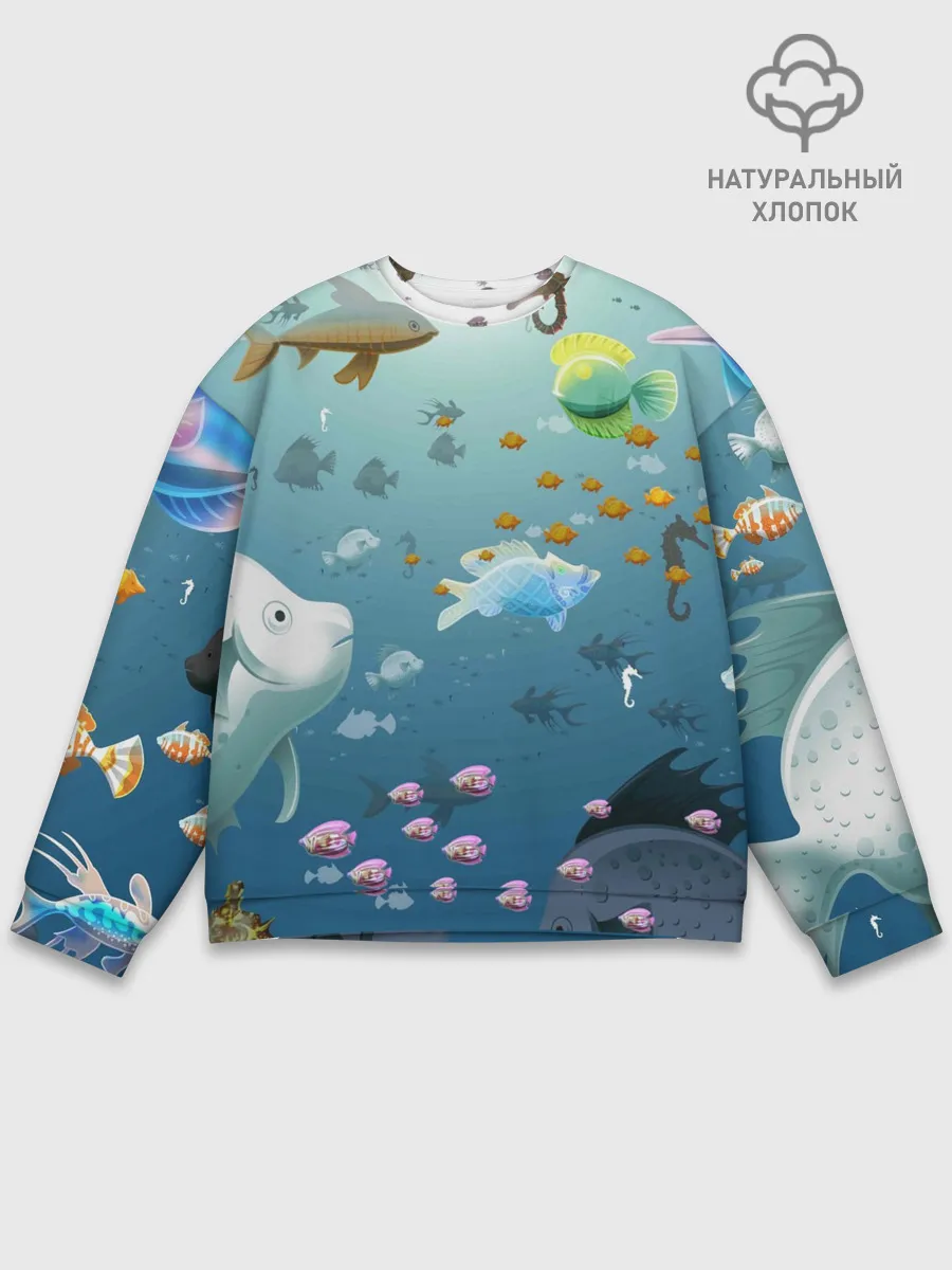 Мужской свитшот базовый / Мультяшные рыбки | Пляжная