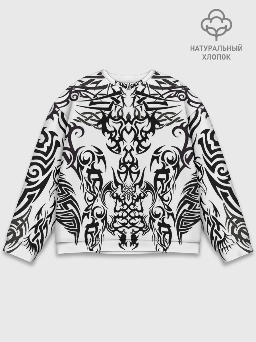 Мужской свитшот базовый / ТАТУ ЧЕРНО БЕЛОЕ УЗОР