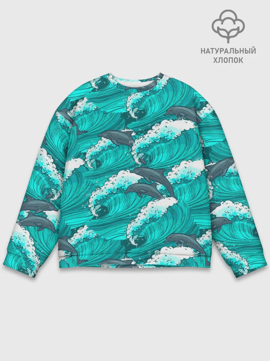 Мужской свитшот базовый / Дельфины в море