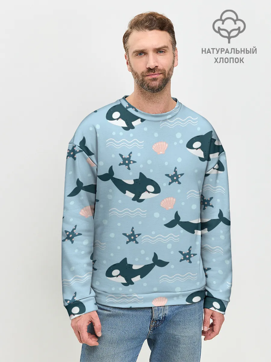 Мужской свитшот базовый / Косатки киты