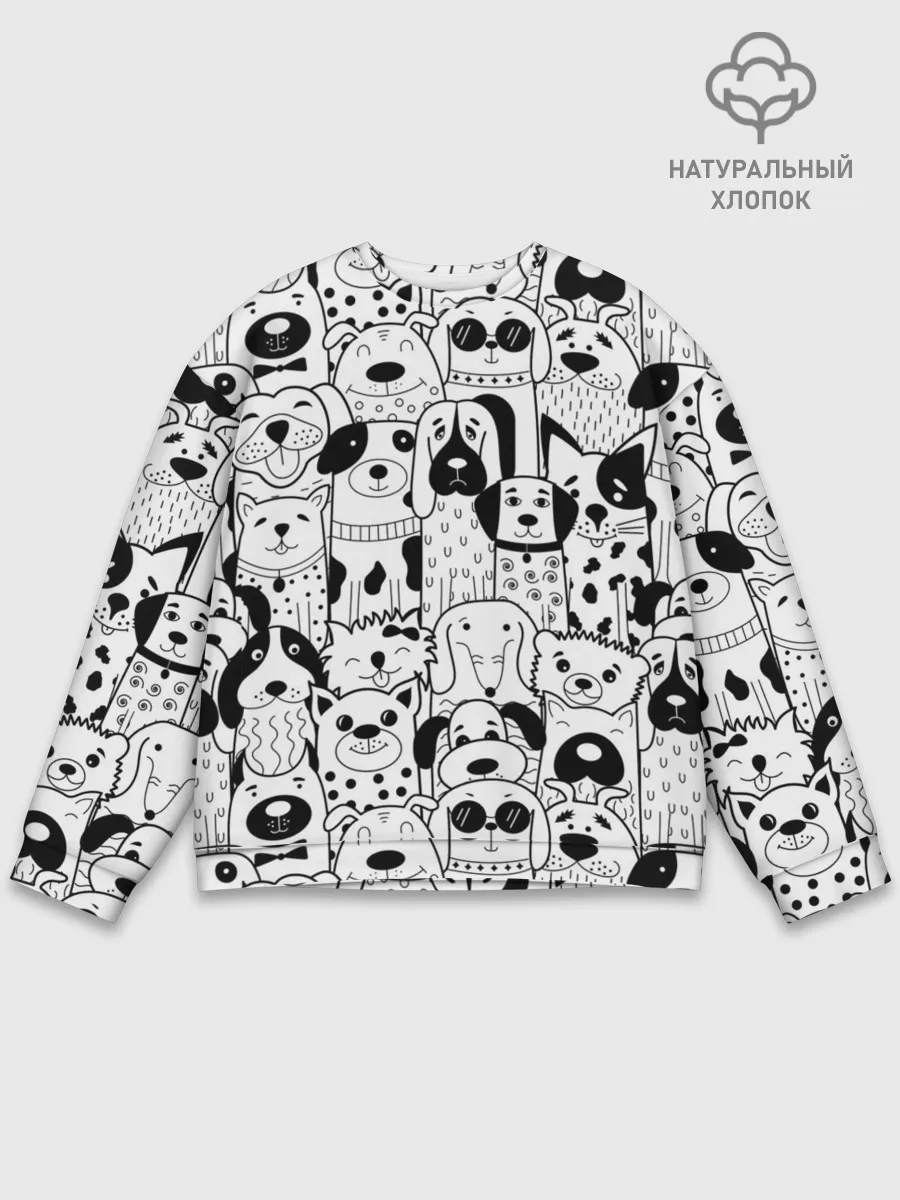 Мужской свитшот базовый / Собаки черно-белое