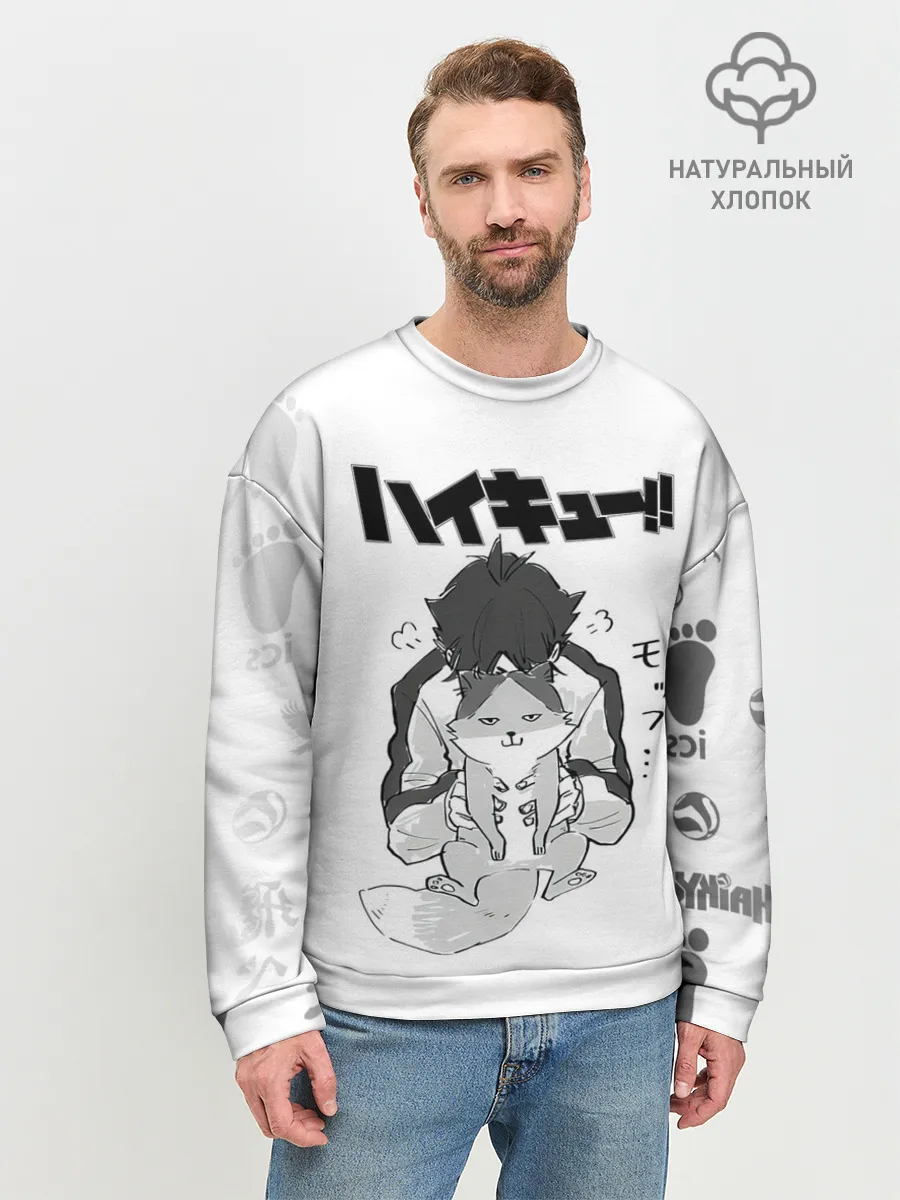 Мужской свитшот базовый / Haikyu!! Кошка Некома