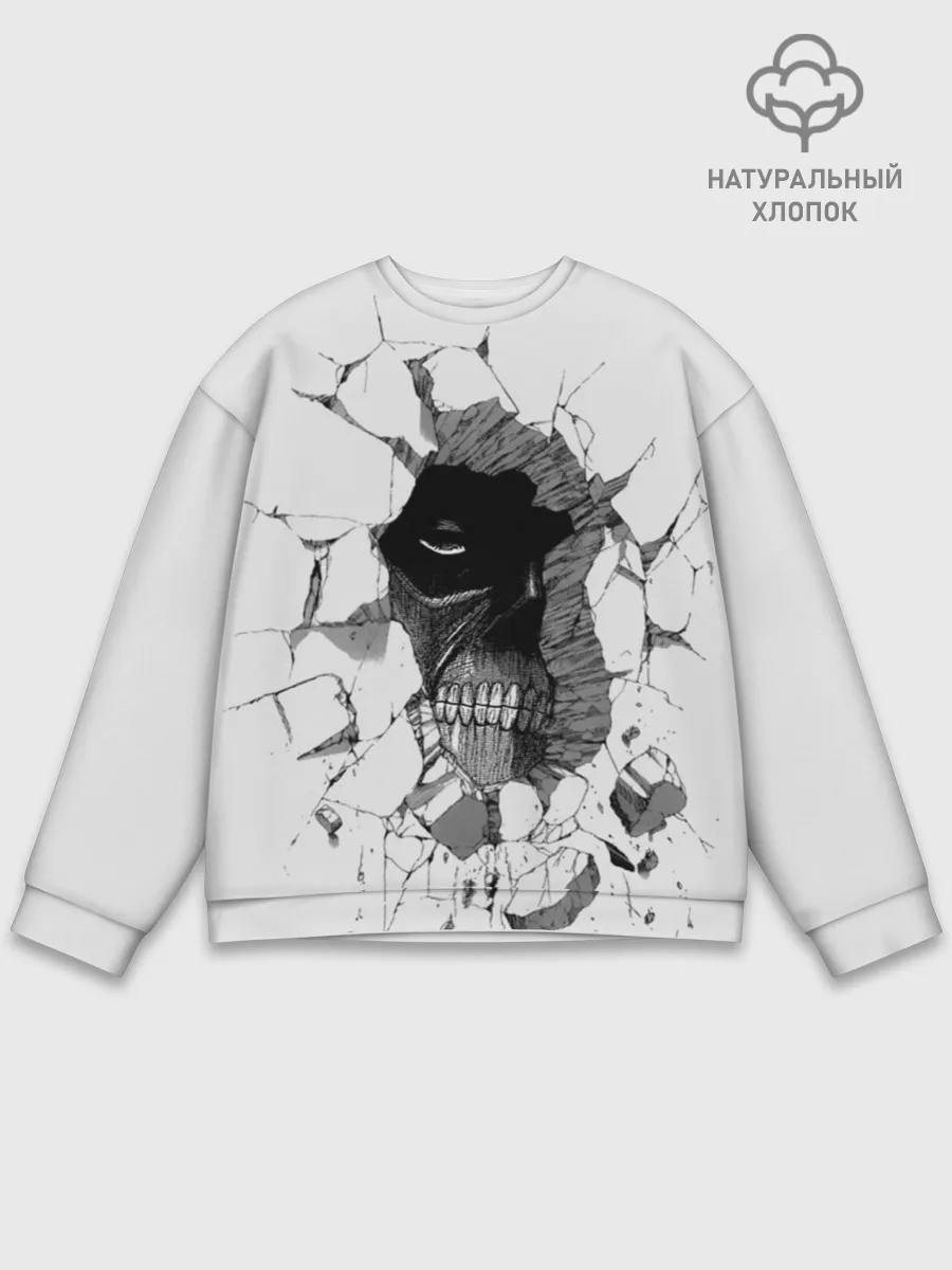 Мужской свитшот базовый / Из стены смотрит на Эрена