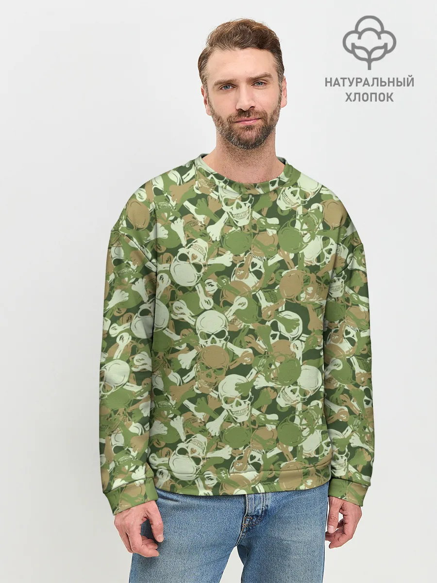 Мужской свитшот базовый / Камуфляж из черепов