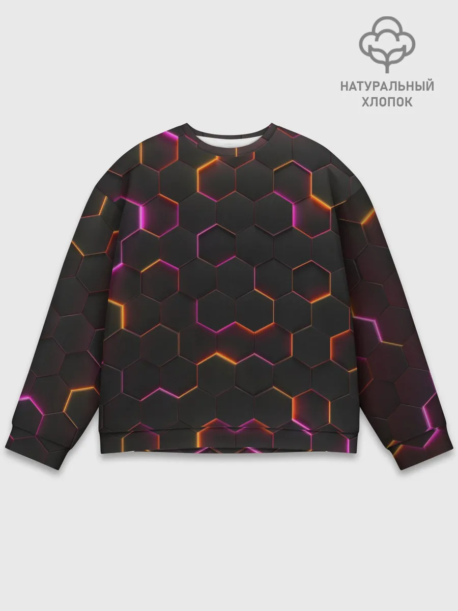 Мужской свитшот базовый / НЕОН СОТЫ 3D