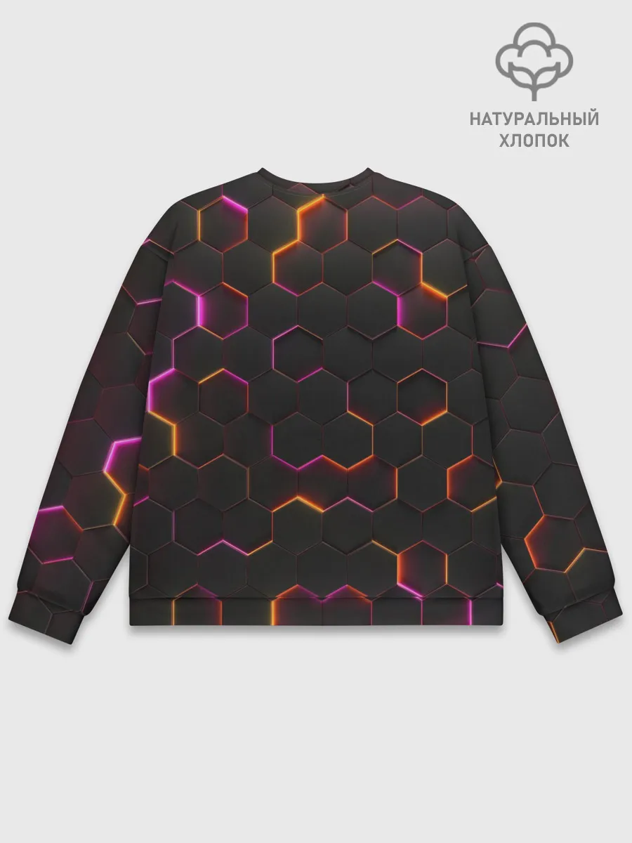Мужской свитшот базовый / НЕОН СОТЫ 3D